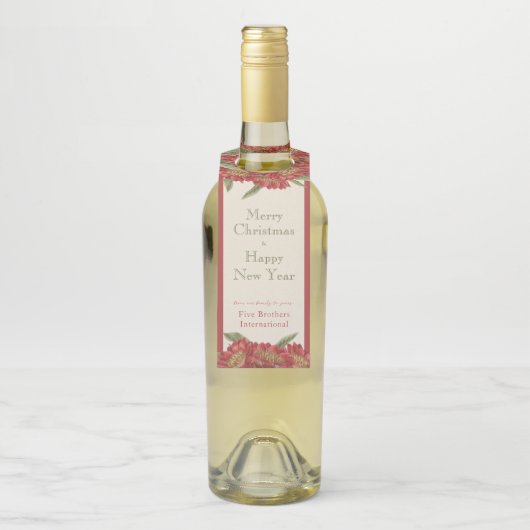 bedrijfsfeestdag - Red Floral Flessenhanger (Op fles)