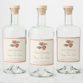  bedrijfsfeestdag - Red Floral Likeurfles Etiket (Flessen)