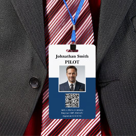 Bedrijfsfoto ID Luchtvaartpiloot Beveiligings-ID Q Badge