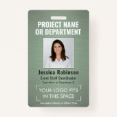 Bedrijfsfoto-ID QR-streepjescode Groen Badge (Voorkant)