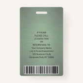 Bedrijfsfoto-ID QR-streepjescode Groen Badge (Achterkant)