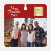 Bedrijfsfoto logo Kerst modern rood Metalen Ornament (Voorkant)