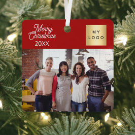 Bedrijfsfoto logo Kerst modern rood Metalen Ornament