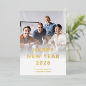 Bedrijfsfoto Logo QR Code Gelukkig Nieuwjaar 2026 Folie Feestdagenkaart (Staand Voorkant)