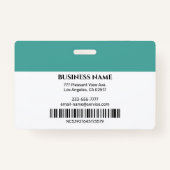 Bedrijfsfoto Naam Logo Info, Blauwgroen & Wit Badge (Achterkant)