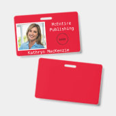 Bedrijfsfoto Rode Logo naam Badge (Voor- en achterkant)