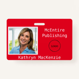 Bedrijfsfoto Rode Logo naam Badge