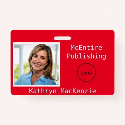 Bedrijfsfoto Rode Logo naam Badge (Voorkant)