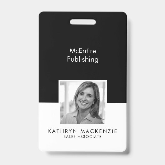 Bedrijfsfoto Zwart-wit Verticaal Badge (Voorzijde)