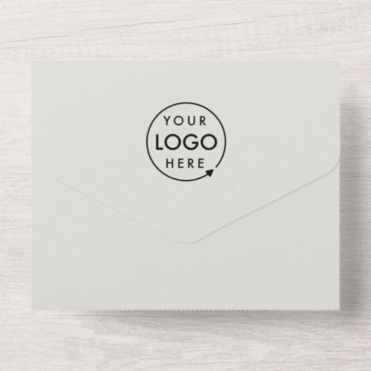 Bedrijfsgebeurtenis | Grijze, minimale Logo RSVP All In One Uitnodiging (Achterkant)