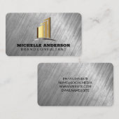 bedrijfsgebouw | Metalen textuur achtergrond Visitekaartje (Voorkant / Achterkant)