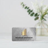 bedrijfsgebouw | Metalen textuur achtergrond Visitekaartje (Staand voorkant)