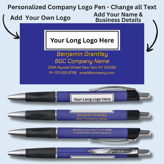 Bedrijfsgegevens, Goud/Sinaasappel tekst op Royal  Pen