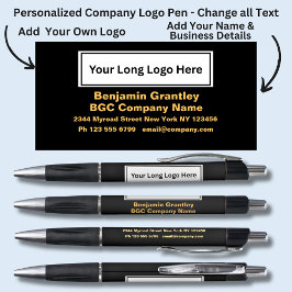 Bedrijfsgegevens, Goud Sinaasappel Tekst op Zwart Pen