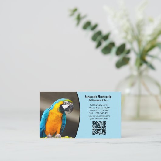 Bedrijfsgegevens met QR-code en aangepaste foto Visitekaartje (Staand voorkant)
