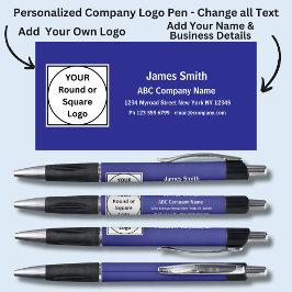 Bedrijfsgegevens, naam. Wit op Royal Blue, Pen