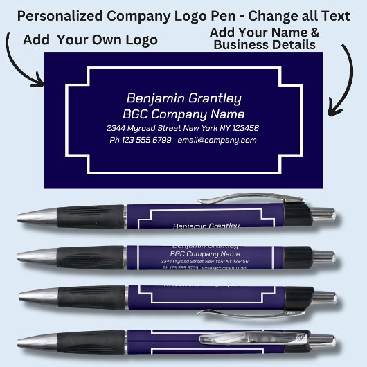 Bedrijfsgegevens toevoegen Naam, Navy Blue achterg Pen