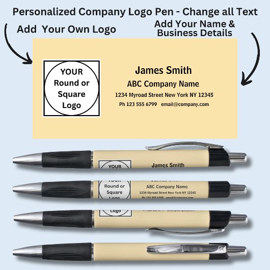 Bedrijfsgegevens toevoegen Naam op beige achtergro Pen