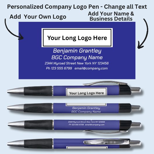 Bedrijfsgegevens toevoegen Naam, Royal Blue Achter Pen