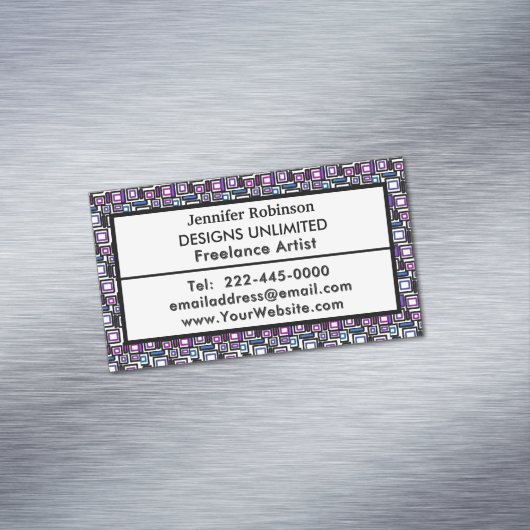 Bedrijfsgeometrisch Paarse blauw Magnetisch Visitekaartje (Voorbeeld)