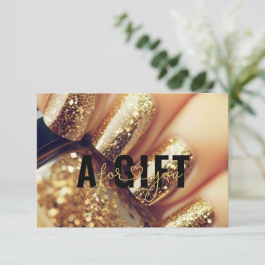 BEDRIJFSGESCHENK CERTIFICAAT | Gouden Glitter Nage (Staand voorkant)