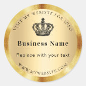 Bedrijfsgoud koninklijke kroon website ronde sticker (Voorkant)