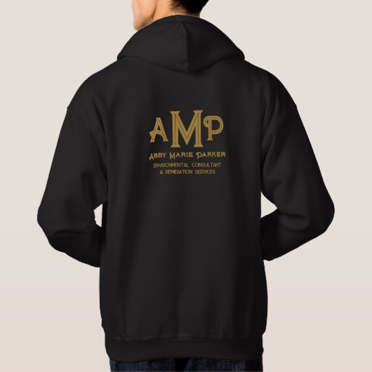 Bedrijfsgoud Monogram Naam van de werknemer Hoodie (Achterkant)