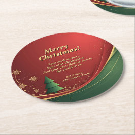Bedrijfsgroepnaam Bericht Red Christmas Party Ronde Kartonnen Onderzetter