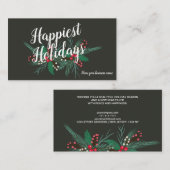 Bedrijfsgroeten mistletoe waterverf rood groen visitekaartje (Voorkant / Achterkant)