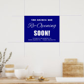 Bedrijfsheropening Binnenkort Blauw Poster (Keuken)