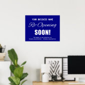 Bedrijfsheropening Binnenkort Blauw Poster (Thuiskantoor)