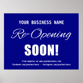 Bedrijfsheropening Binnenkort Blauw Poster