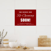 Bedrijfsheropening Binnenkort Rood Poster (Keuken)