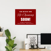 Bedrijfsheropening Binnenkort Rood Poster (Thuiskantoor)
