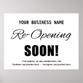 Bedrijfsheropening Binnenkort Wit Poster