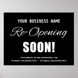 Bedrijfsheropening Binnenkort Zwart Poster
