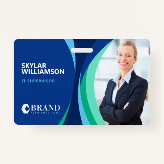 Bedrijfsidentiteitskaart en Logo kleurig blauw str Badge (Voorkant)