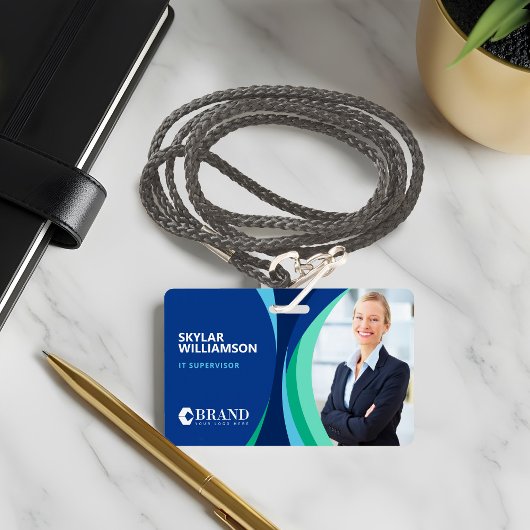 Bedrijfsidentiteitskaart en Logo kleurig blauw str Badge