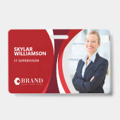 Bedrijfsidentiteitskaart en Logo kleurig rood stro Badge (Voorzijde)