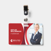 Bedrijfsidentiteitskaart en Logo kleurig rood stro Badge (Voorzijde met clip)