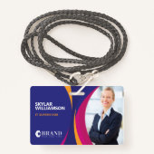 Bedrijfsidentiteitskaart en Logo kleurrijk Paars s Badge (Voorkant met draagriem)