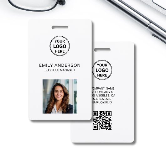Bedrijfsidentiteitskaart QR-code Logo Foto Persone Badge