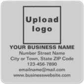 Bedrijfsinformatie over Grijs Groot Vierkant Vinyl Sticker (Voorkant)