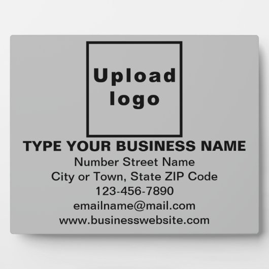 Bedrijfsinformatie over grijs rechthoekige plaat (Voorkant)