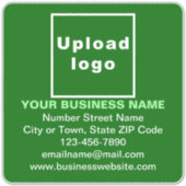 Bedrijfsinformatie over Groen Groot Vierkant Vinyl Sticker (Voorkant)