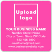 Bedrijfsinformatie over Pink Large Square Vinyl Sticker (Voorkant)