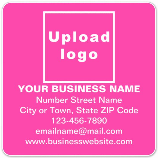 Bedrijfsinformatie over Pink Large Square Vinyl Sticker (Voorkant)