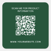 Bedrijfsinformatie qr code emerald green white vierkante sticker (Voorkant)