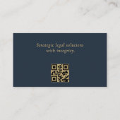 Bedrijfsjurist Navy Blue Gold QR Code Visitekaartje (Achterkant)