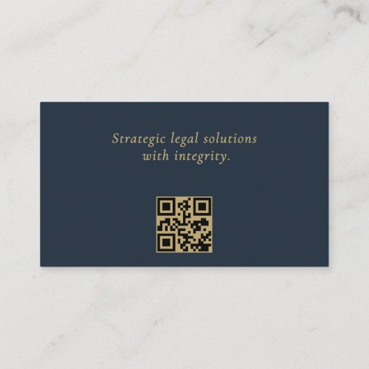 Bedrijfsjurist Navy Blue Gold QR Code Visitekaartje (Achterkant)